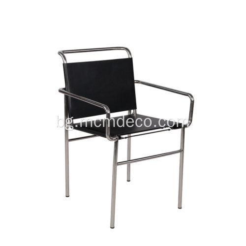 Модерен дизайн Черен кожен стол Eileen Grey Roquebrune